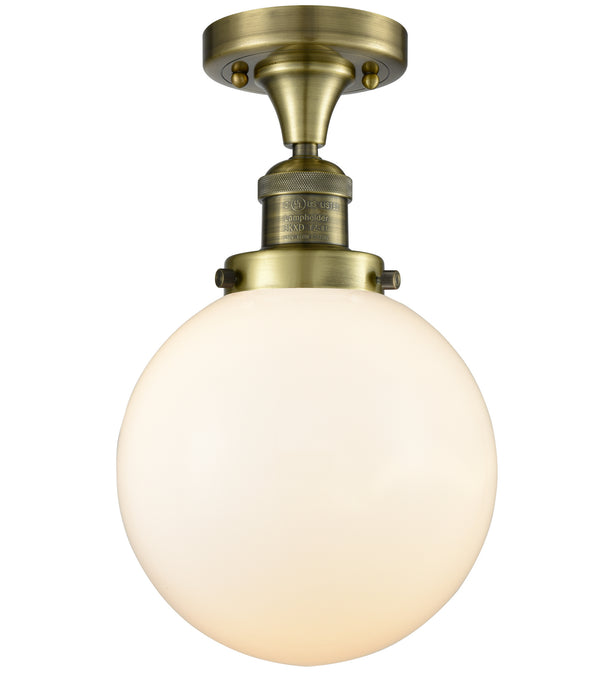 Innovations 517-1CH-AB-G201-8 One Light Semi-Flush Mount, Antique Brass