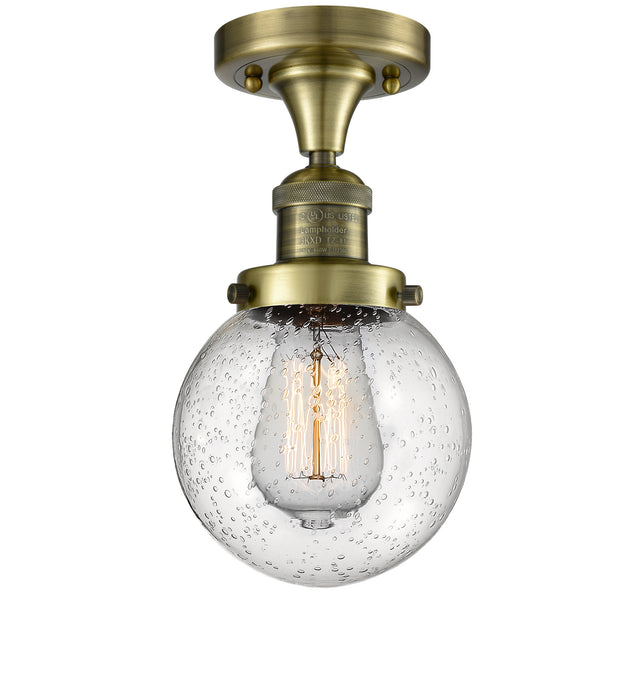 Innovations 517-1CH-AB-G204-6-LED LED Semi-Flush Mount, Antique Brass