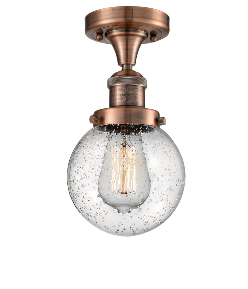 Innovations 517-1CH-AC-G204-6 One Light Semi-Flush Mount, Antique Copper