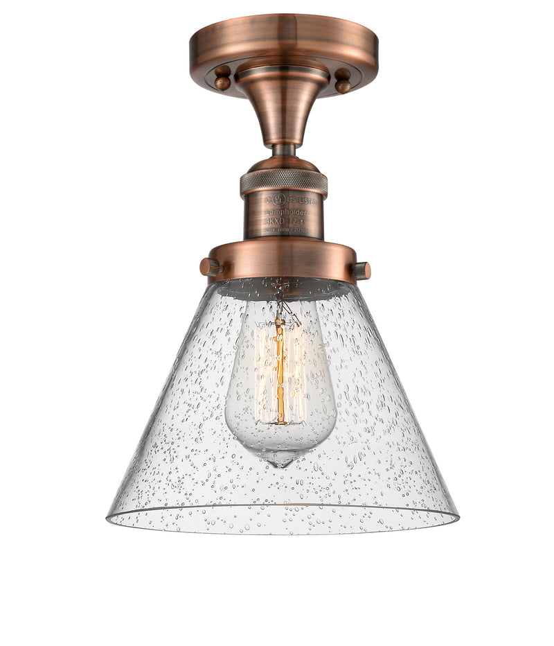 Innovations 517-1CH-AC-G44 One Light Semi-Flush Mount, Antique Copper