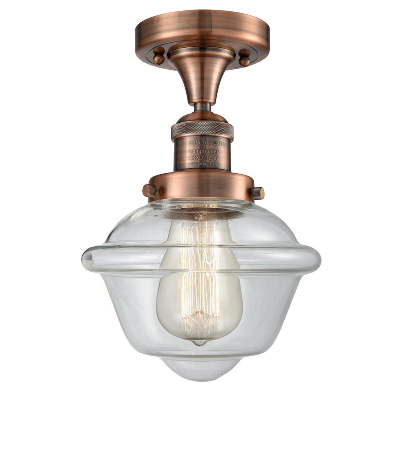 Innovations 517-1CH-AC-G532 One Light Semi-Flush Mount, Antique Copper