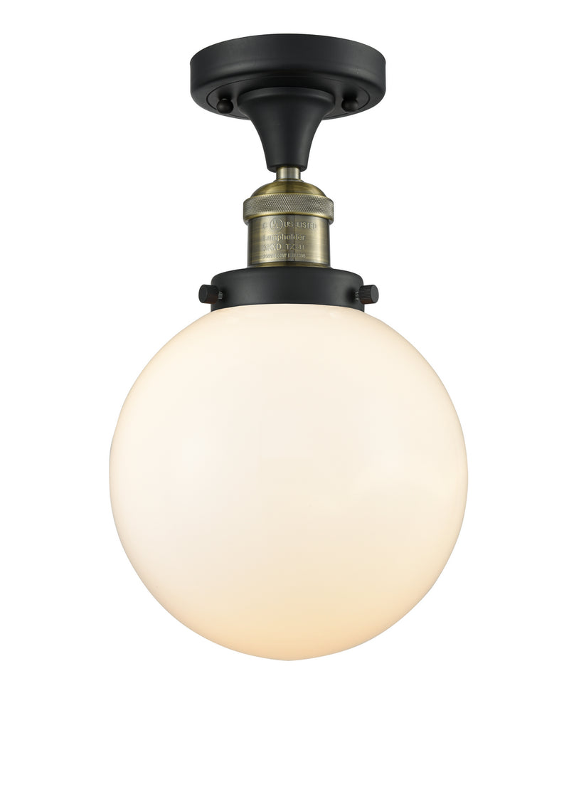 Innovations 517-1CH-BAB-G201-8 One Light Semi-Flush Mount, Black Antique Brass