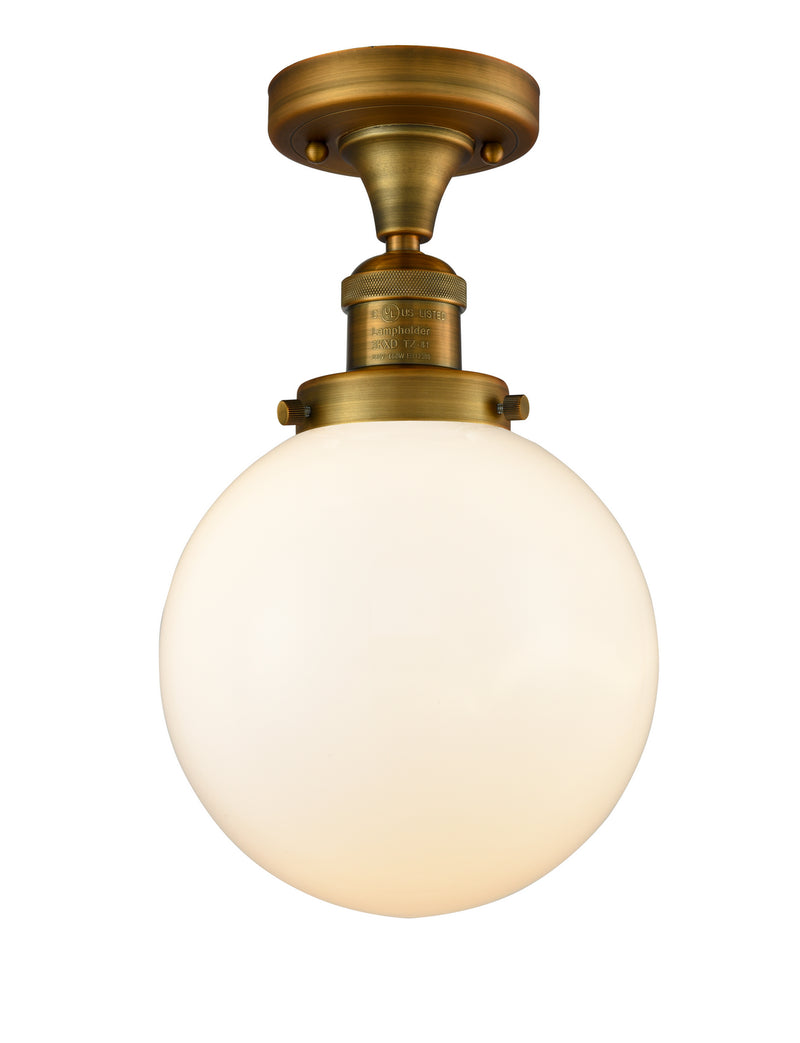 Innovations 517-1CH-BB-G201-8 One Light Semi-Flush Mount, Brushed Brass