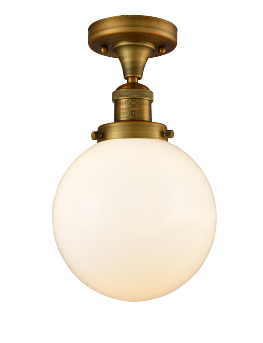 Innovations 517-1CH-BB-G201-8 One Light Semi-Flush Mount, Brushed Brass