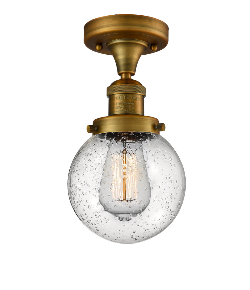 Innovations 517-1CH-BB-G204-6 One Light Semi-Flush Mount, Brushed Brass