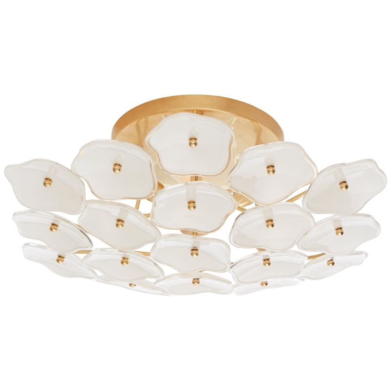 Visual Comfort Signature KS 4065SB-CRE Three Light Flush Mount, Soft Brass