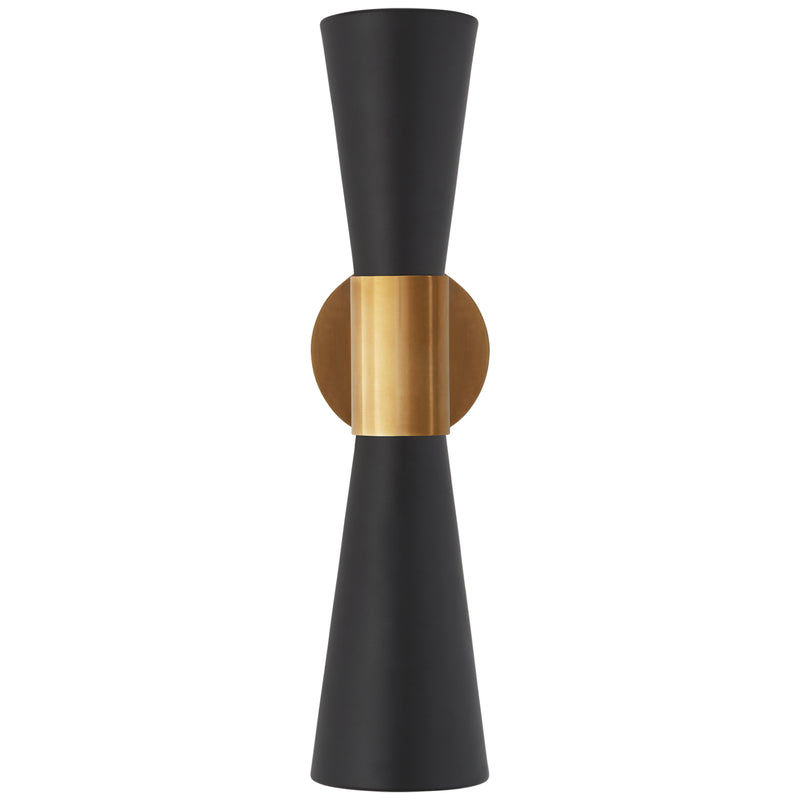 Visual Comfort Signature ARN 2009HAB/BLK Two Light Wall Sconce, Hand-Rubbed Antique Brass
