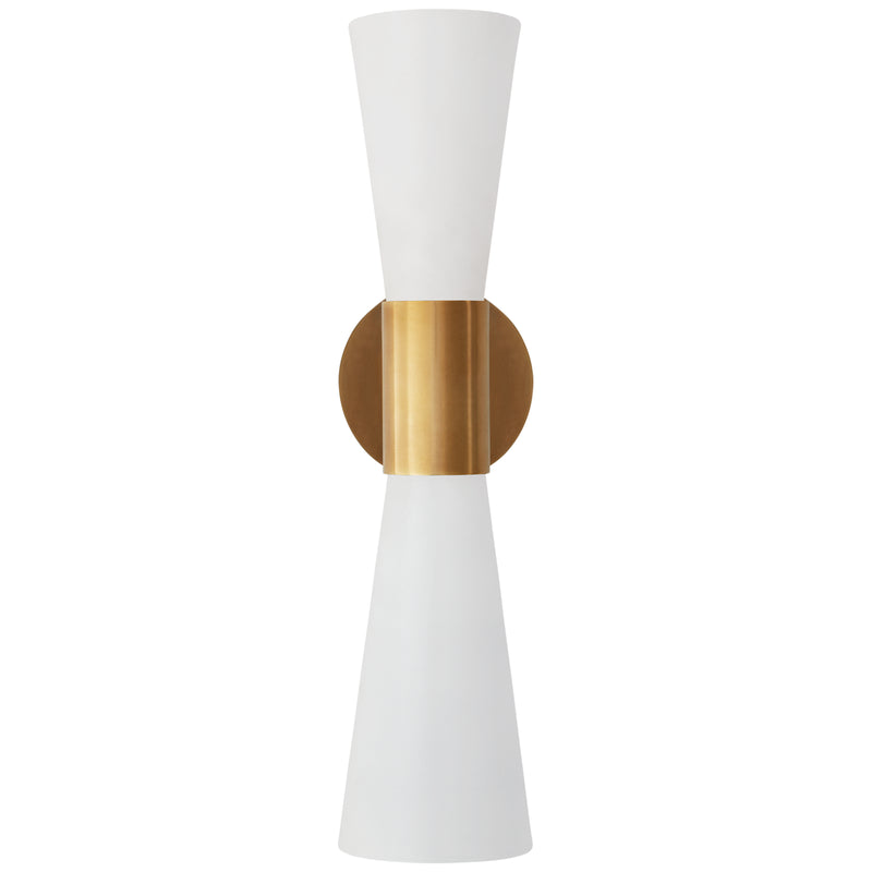 Visual Comfort Signature ARN 2009HAB/WHT Two Light Wall Sconce, Hand-Rubbed Antique Brass