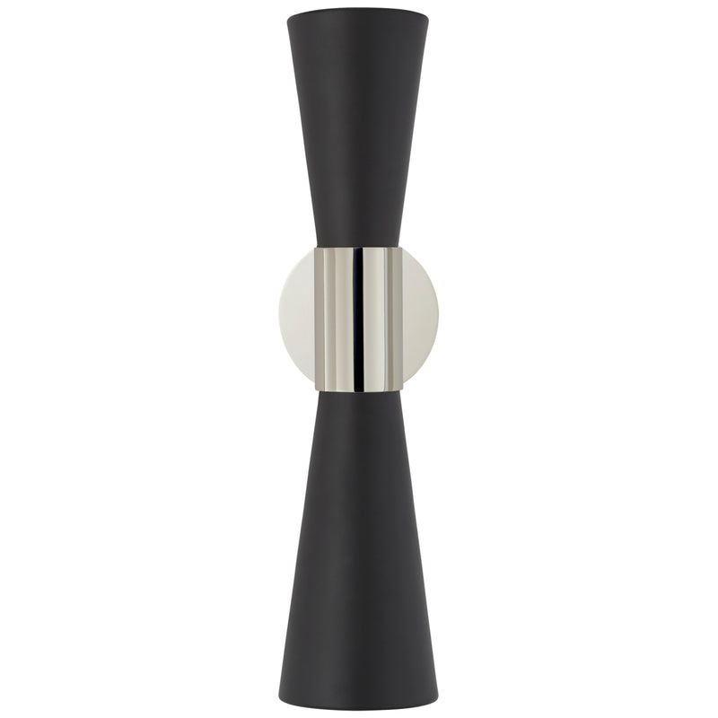 Visual Comfort Signature ARN 2009PN/BLK Two Light Wall Sconce, Polished Nickel