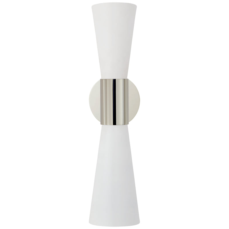 Visual Comfort Signature ARN 2009PN/WHT Two Light Wall Sconce, Polished Nickel