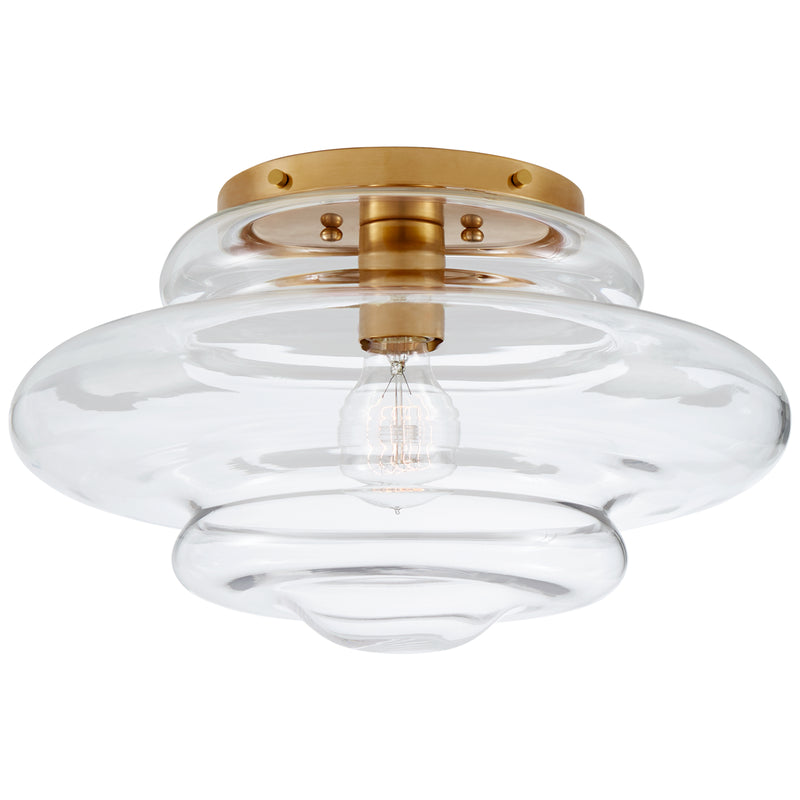 Visual Comfort Signature KW 4271AB-CG One Light Flush Mount, Antique-Burnished Brass