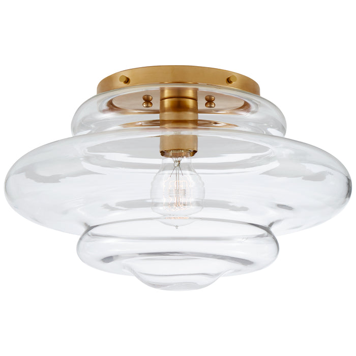 Visual Comfort Signature KW 4271AB-CG One Light Flush Mount, Antique-Burnished Brass