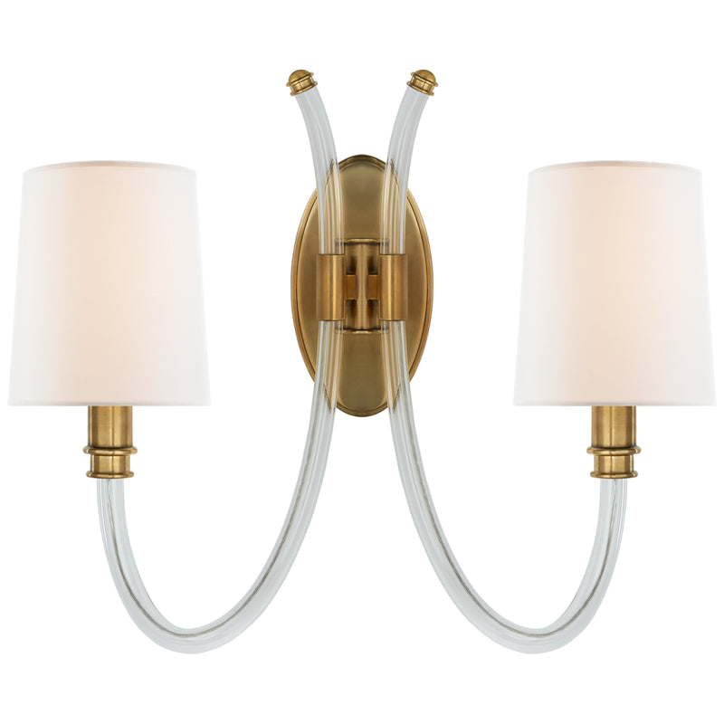 Visual Comfort Signature JN 2030CG/AB-L Two Light Wall Sconce, Acrylic with Antique Brass