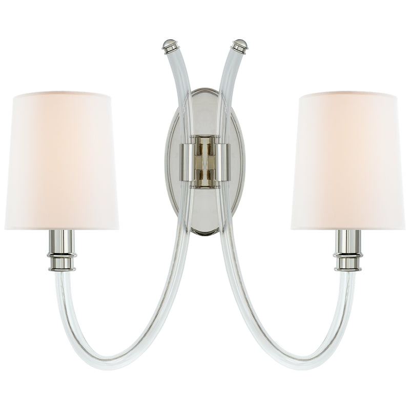 Visual Comfort Signature JN 2030CG/PN-L Two Light Wall Sconce, Acrylic with Polished Nickel