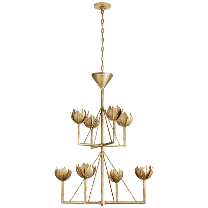 Visual Comfort Signature JN 5005AGL Eight Light Chandelier, Antique Gold Leaf