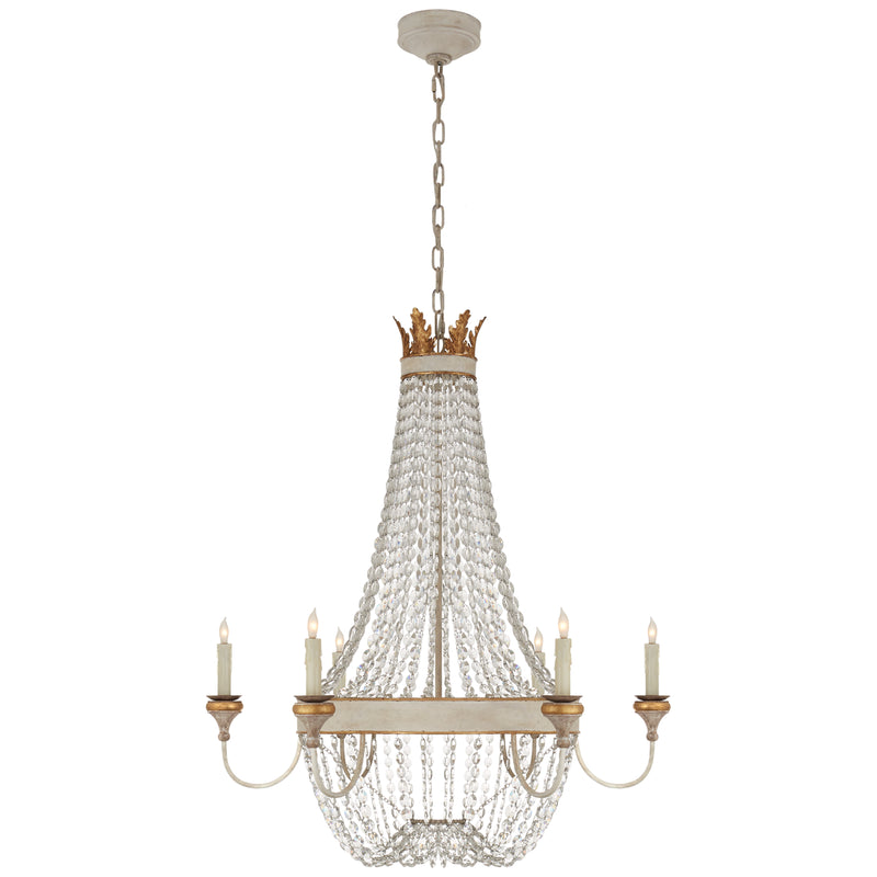 Visual Comfort Signature JN 5016VWG-CG Six Light Chandelier, Vintage White and Gild