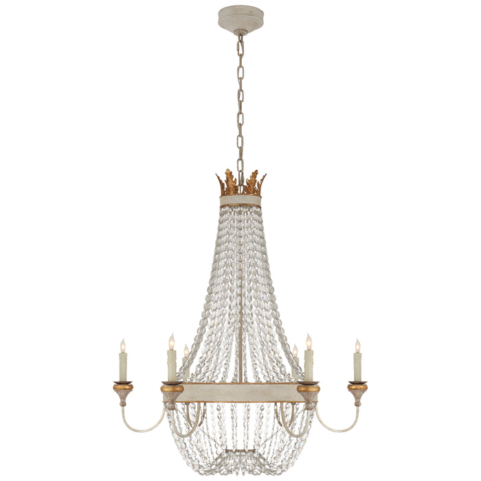 Visual Comfort Signature JN 5016VWG-CG Six Light Chandelier, Vintage White and Gild