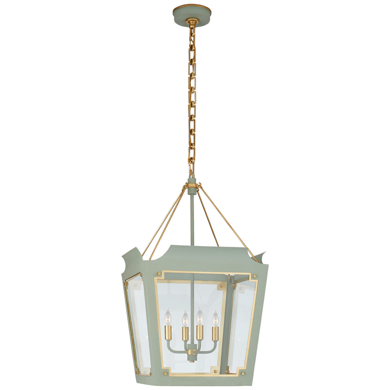 Visual Comfort Signature JN 5020CEL/G-CG Four Light Lantern, Celadon with Gild
