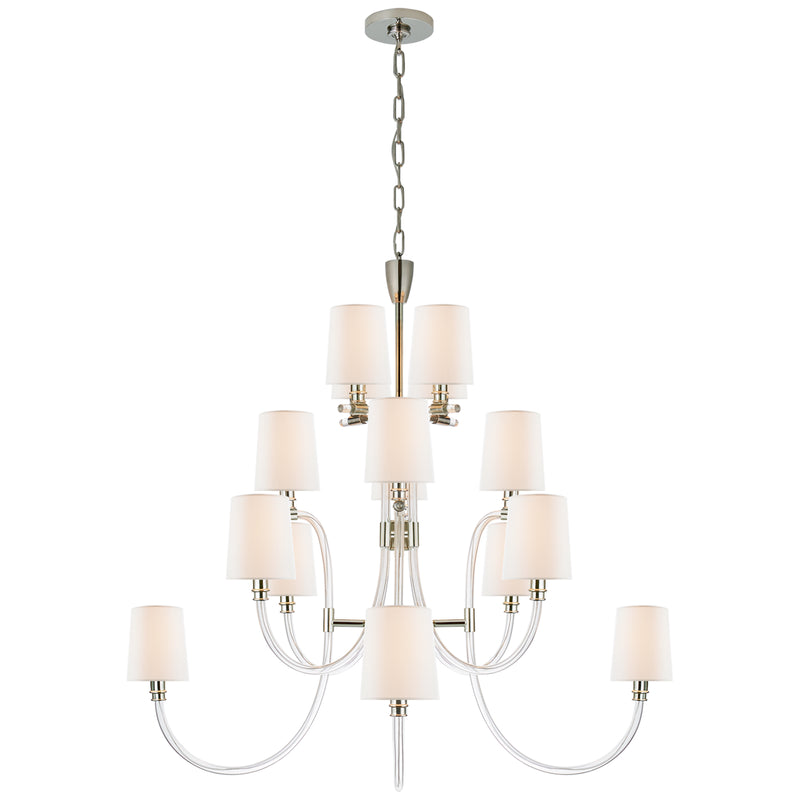 Visual Comfort Signature JN 5030CG/PN-L 16 Light Chandelier, Clear Acrylic with Polished Nickel
