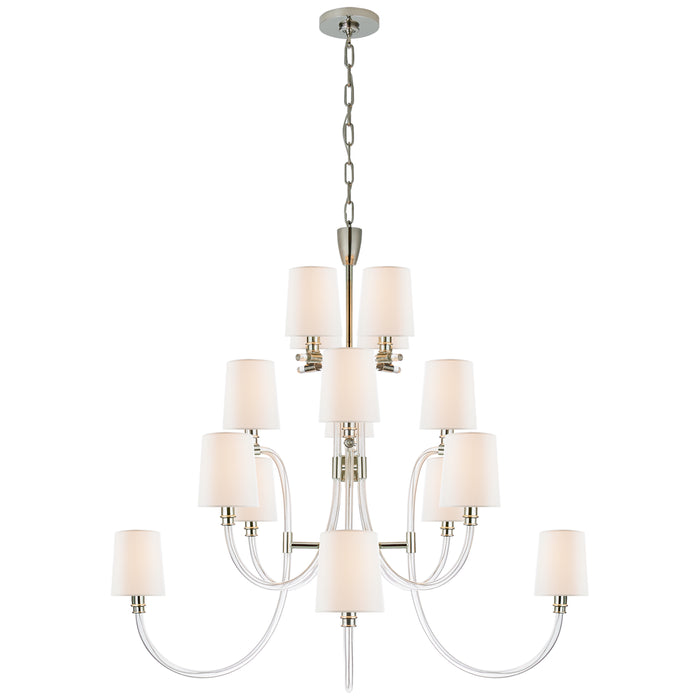 Visual Comfort Signature JN 5030CG/PN-L 16 Light Chandelier, Clear Acrylic with Polished Nickel