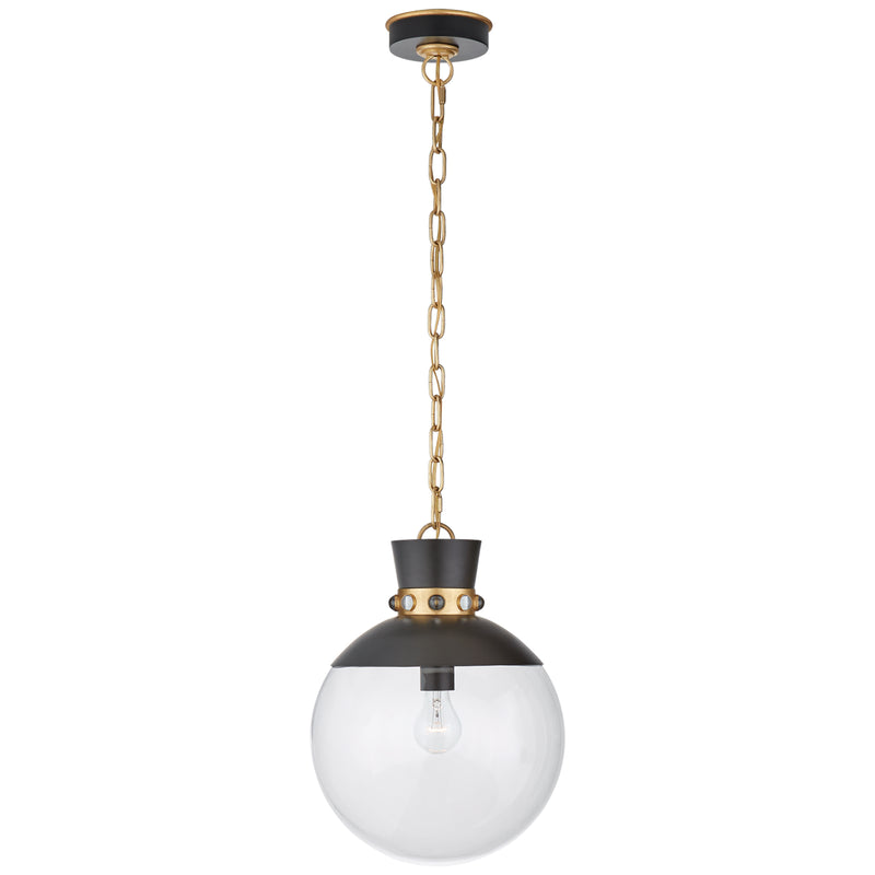 Visual Comfort Signature JN 5051MBK/G-CG One Light Pendant, Matte Black with Gild