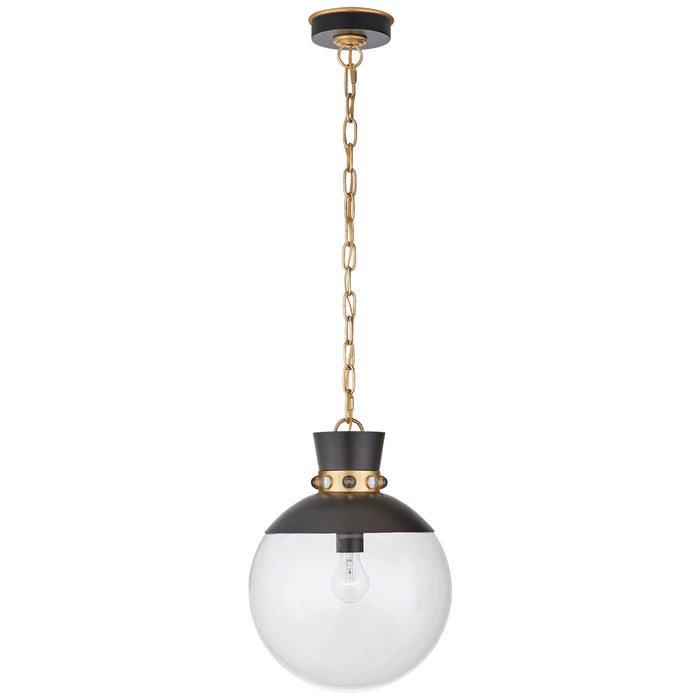 Visual Comfort Signature JN 5051MBK/G-CG One Light Pendant, Matte Black with Gild