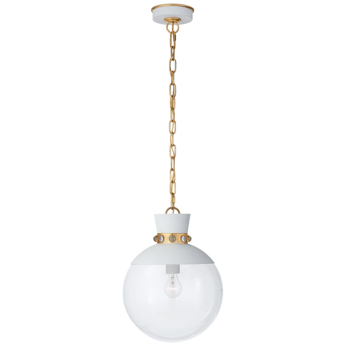 Visual Comfort Signature JN 5051WHT/G-CG One Light Pendant, White with Gild