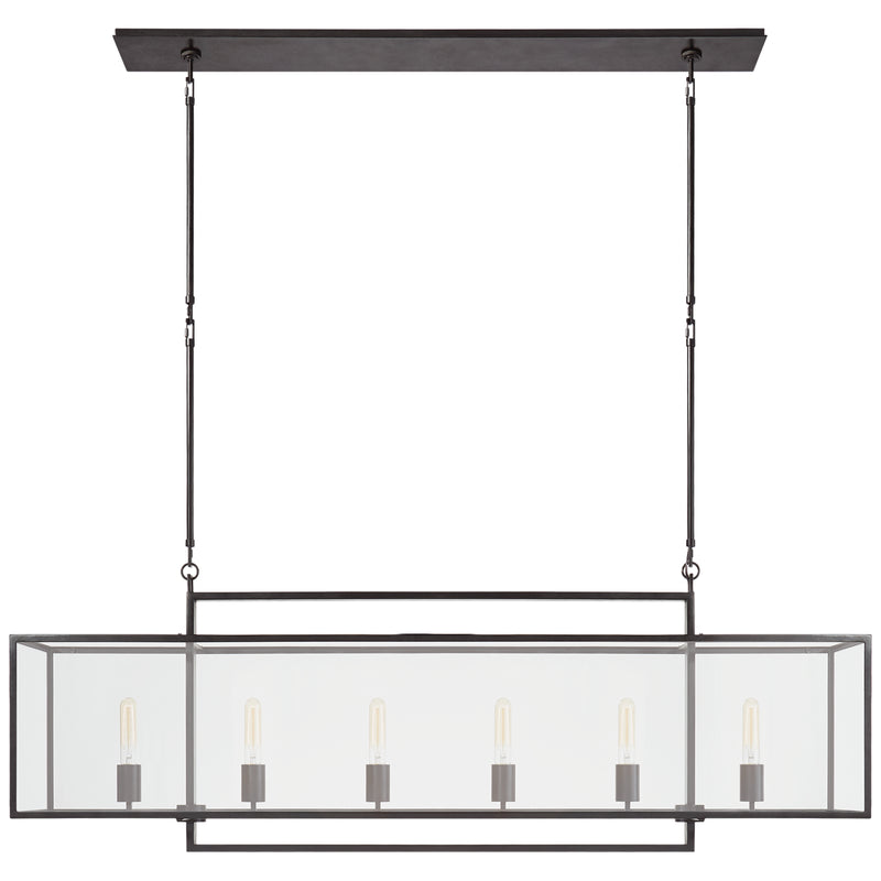 Visual Comfort Signature S 5195AI-CG Six Light Linear Pendant, Aged Iron
