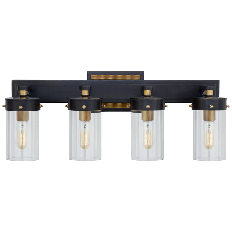 Visual Comfort Signature TOB 2316BZ/HAB-CG Four Light Bath Sconce, Bronze with Antique Brass