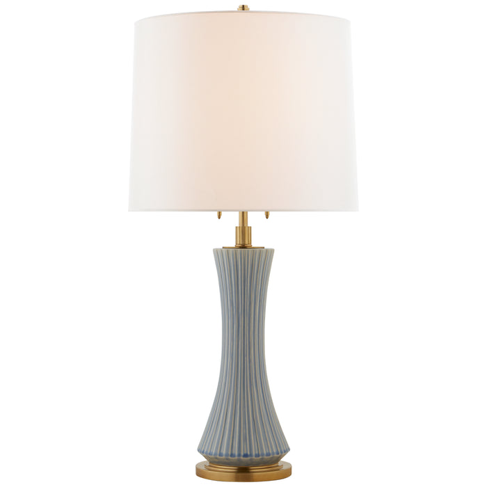 Visual Comfort Signature TOB 3655PBC-L Two Light Table Lamp, Polar Blue Crackle