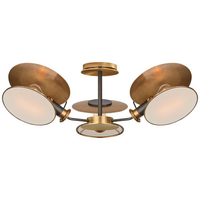 Visual Comfort Signature TOB 4290BZ/HAB-L Three Light Semi-Flush Mount, Bronze with Antique Brass