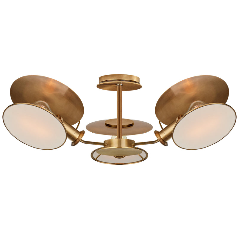 Visual Comfort Signature TOB 4290HAB-L Three Light Semi-Flush Mount, Hand-Rubbed Antique Brass