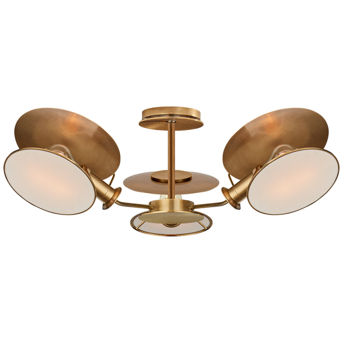 Visual Comfort Signature TOB 4290HAB-L Three Light Semi-Flush Mount, Hand-Rubbed Antique Brass