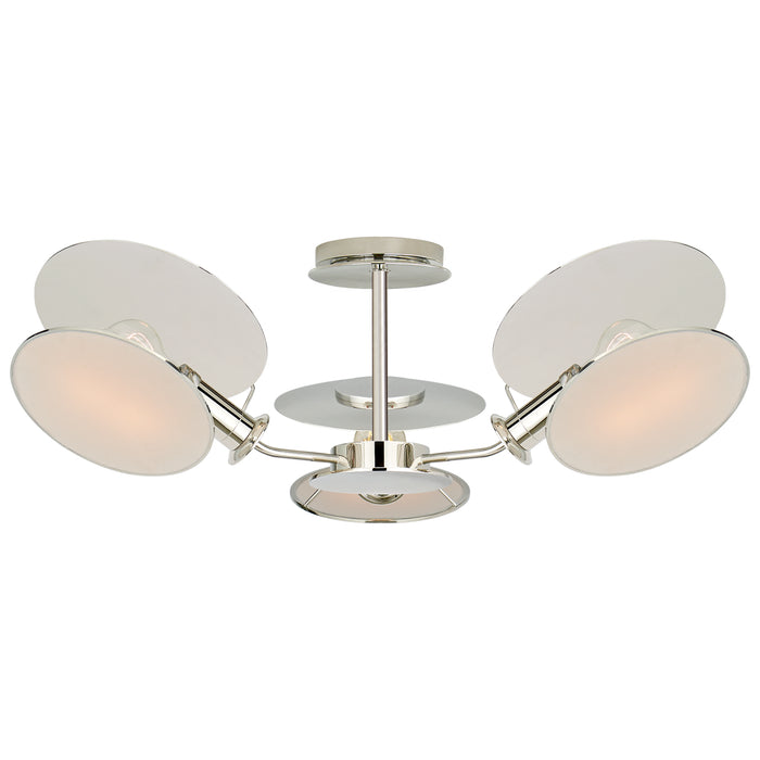 Visual Comfort Signature TOB 4290PN-L Three Light Semi-Flush Mount, Polished Nickel