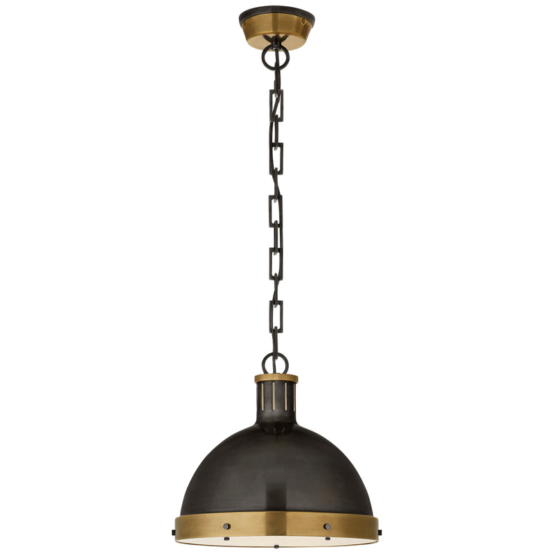 Visual Comfort Signature TOB 5069BZ/HAB Two Light Pendant, Bronze with Antique Brass
