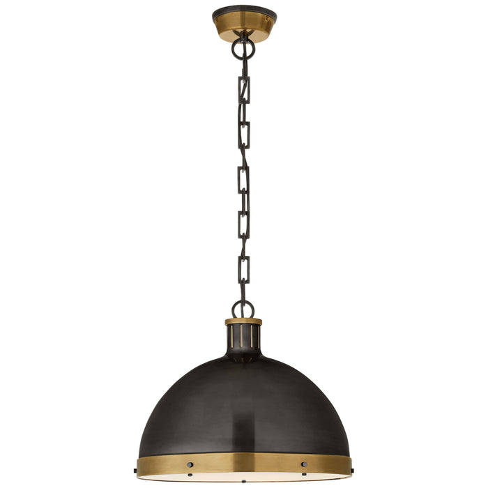 Visual Comfort Signature TOB 5071BZ/HAB Two Light Pendant, Bronze with Antique Brass