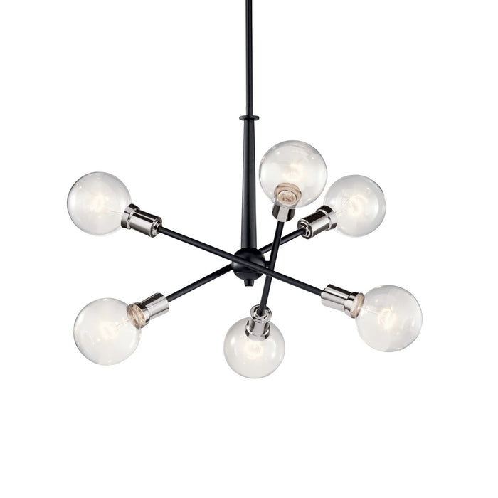 Kichler 43095BK Six Light Chandelier, Black