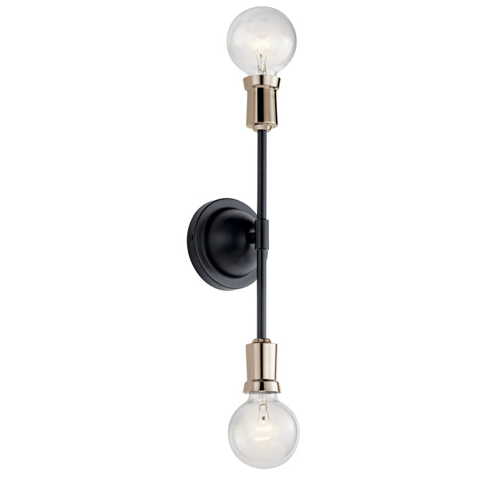 Kichler 43195BK Two Light Wall Sconce, Black