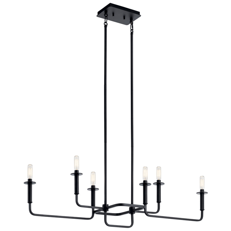 Kichler 43362BK Six Light Linear Chandelier, Black
