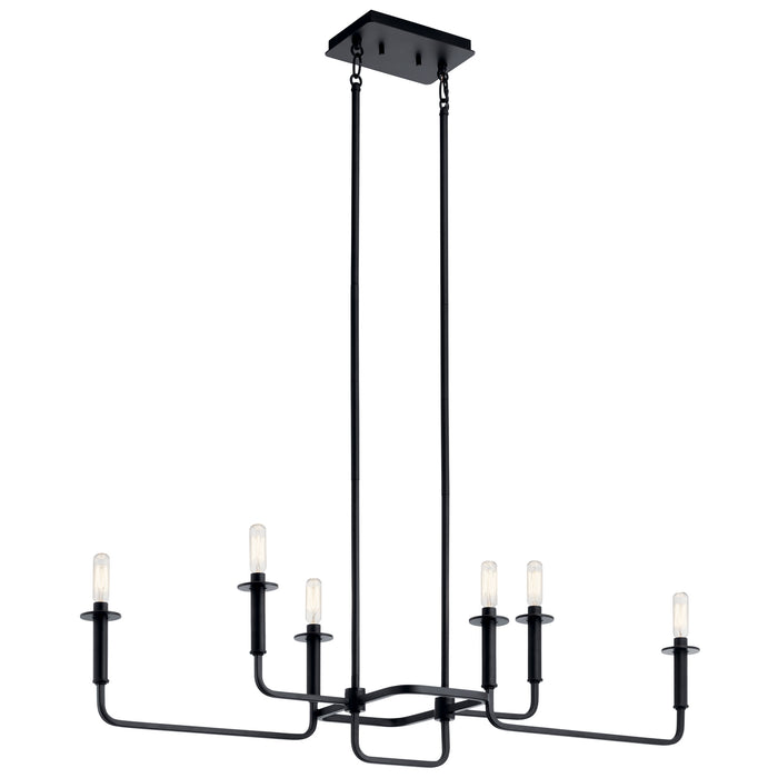 Kichler 43362BK Six Light Linear Chandelier, Black
