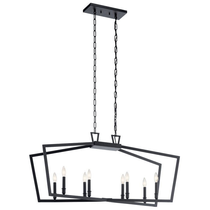 Kichler 43494BK Eight Light Linear Chandelier, Black