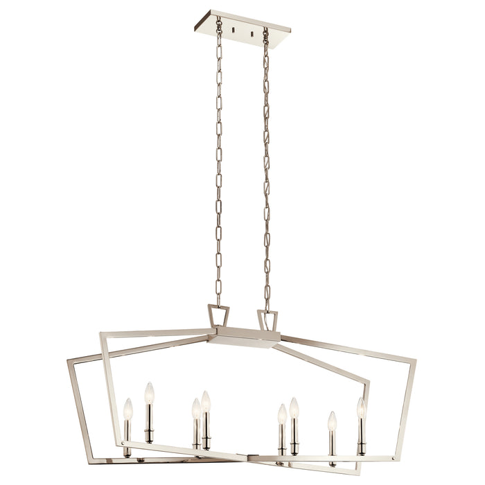 Kichler 43494PN Eight Light Linear Chandelier, Polished Nickel