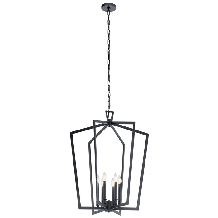 Kichler 43495BK Six Light Foyer Pendant, Black