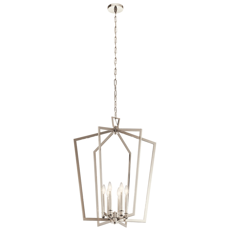 Kichler 43495PN Six Light Foyer Pendant, Polished Nickel