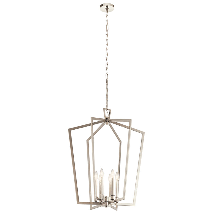 Kichler 43495PN Six Light Foyer Pendant, Polished Nickel