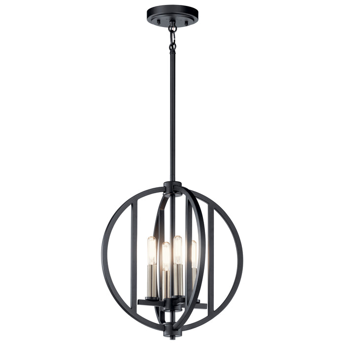 Kichler 43642BK Four Light Mini Chandelier, Black