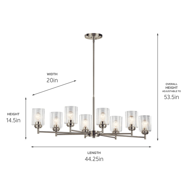 Kichler 44035NI Eight Light Chandelier, Brushed Nickel