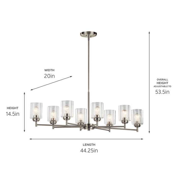 Kichler 44035NI Eight Light Chandelier, Brushed Nickel