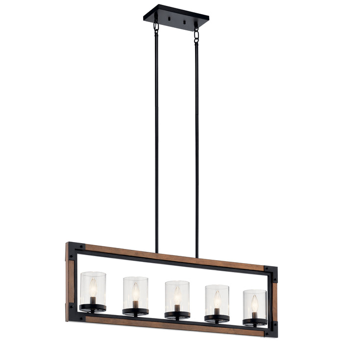 Kichler 44043AUB Five Light Linear Chandelier, Auburn Stained