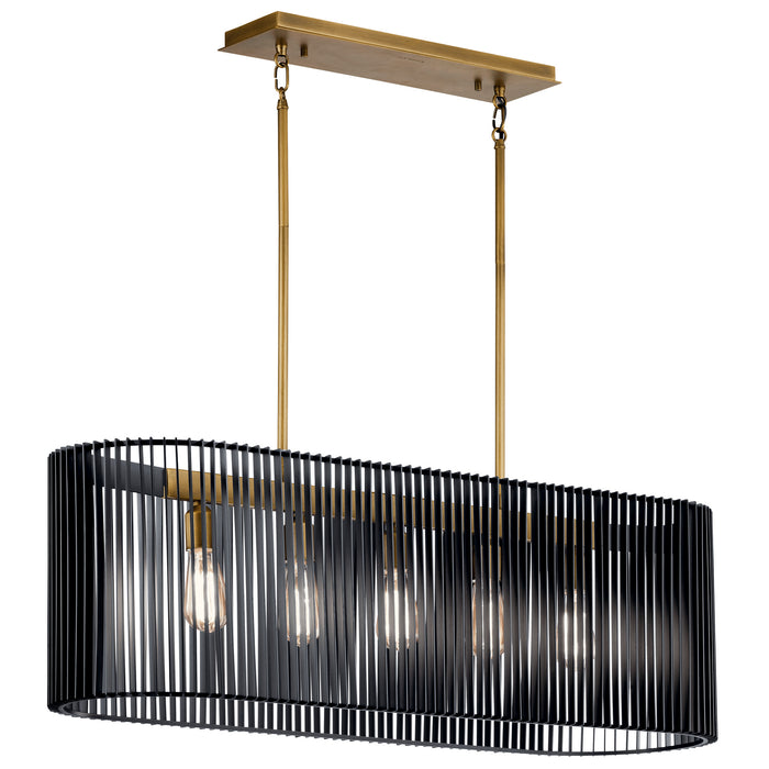 Kichler 44168BK Five Light Linear Chandelier, Black